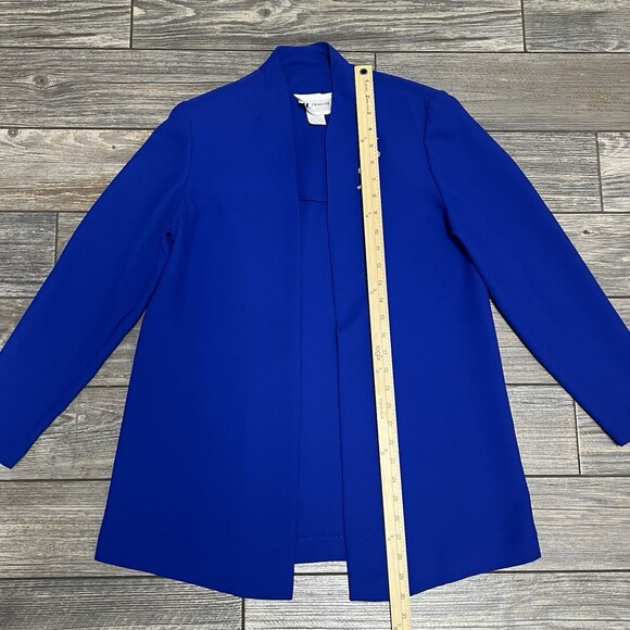 S.L. Fashions Petites 6P Royal Blue Open Front Jacket Beaded Embellished Blazer - Picture 10 of 16